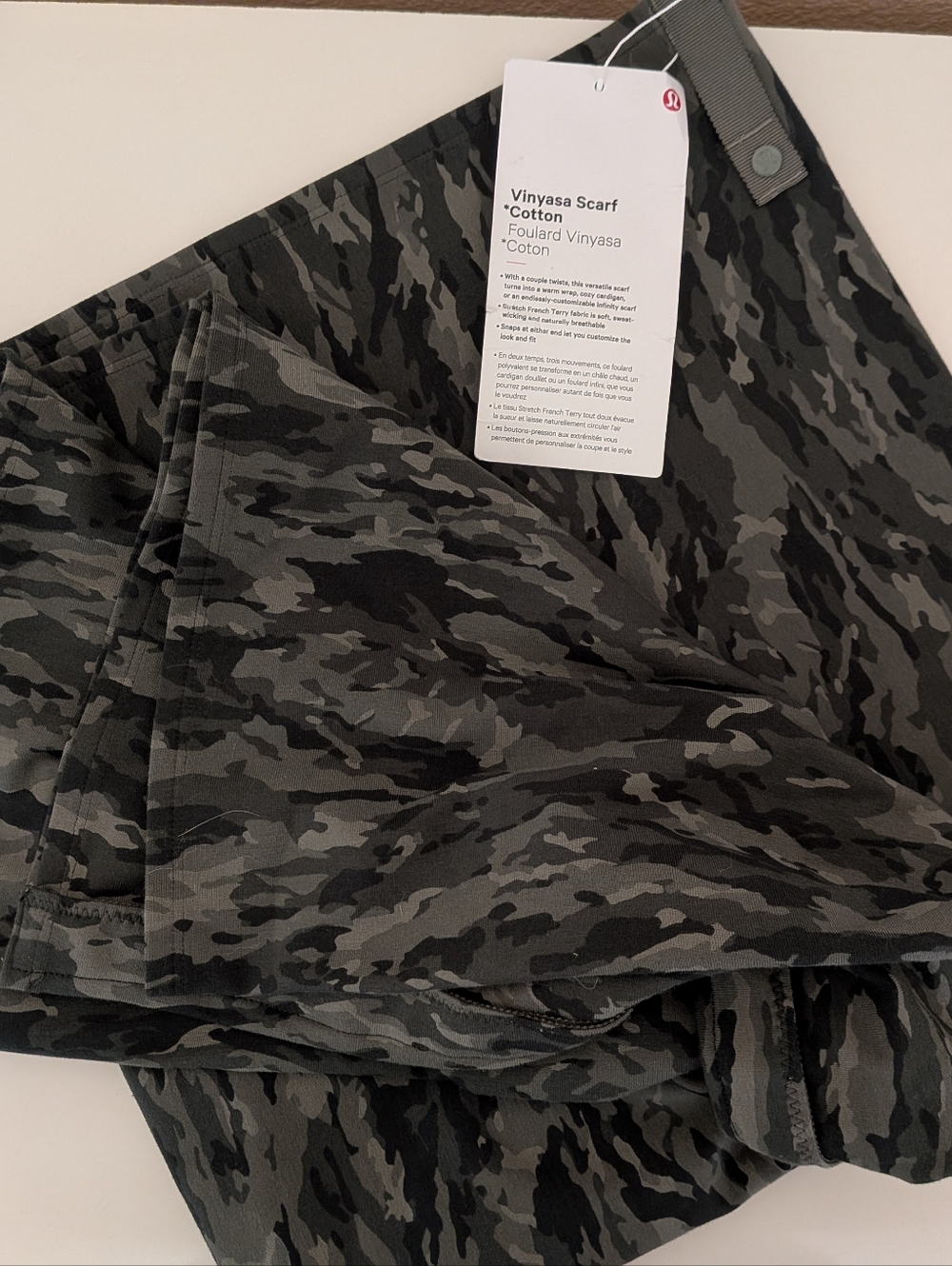 Lululemon Cotton Camo Vinyass Scarf Nwt